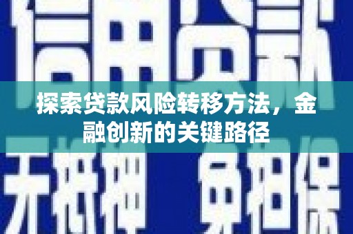 孝昌探索贷款风险转移方法，金融创新的关键路径